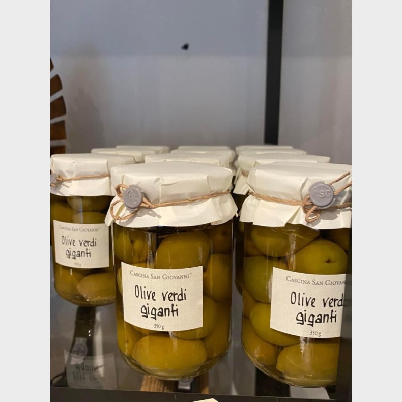 Store grnne oliven fra Italien, 350 g