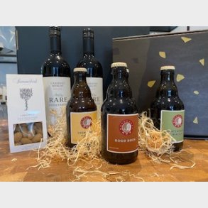 Gavekasse med �l, vin og snack